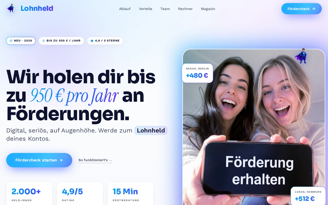 Lohnheld – Vorschau der Projektseite